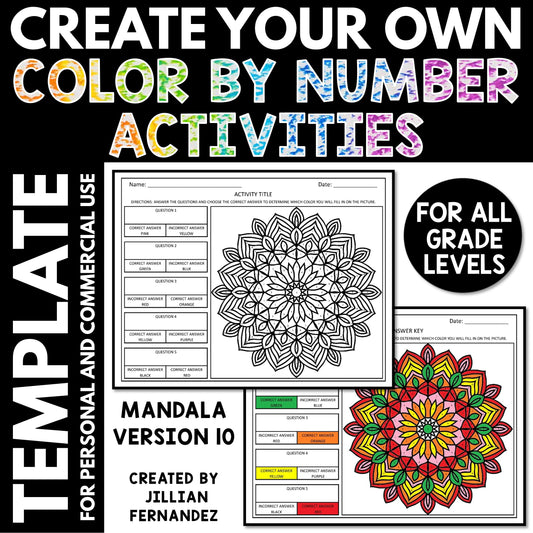 Create Your Own Color by Number Activities Template | Mandala Version 10