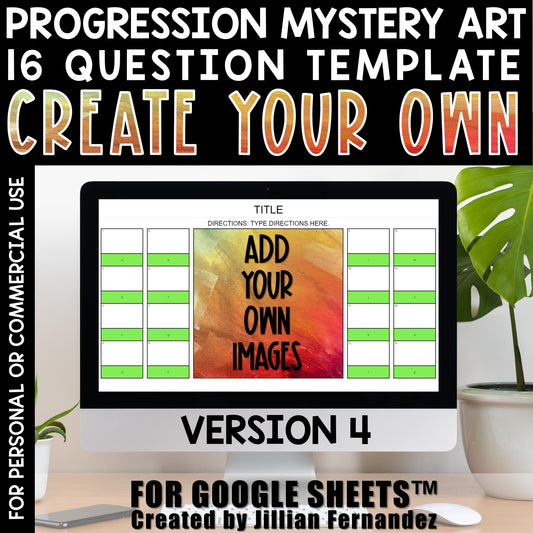 Self Checking Editable Progression Picture Art Template 16 Questions Version 4