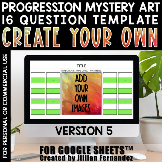 Self Checking Editable Progression Picture Art Template 16 Questions Version 5