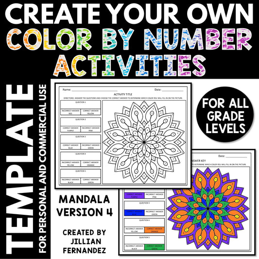 Create Your Own Color by Number Activities Template | Mandala Version 4