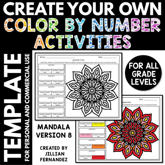 Create Your Own Color by Number Activities Template | Mandala Version 8