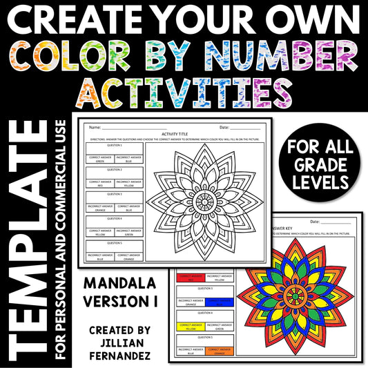 Create Your Own Color by Number Activities Template | Mandala Version 1
