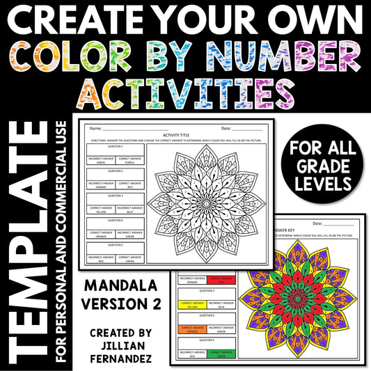 Create Your Own Color by Number Activities Template | Mandala Version 2