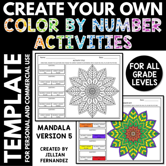 Create Your Own Color by Number Activities Template | Mandala Version 5