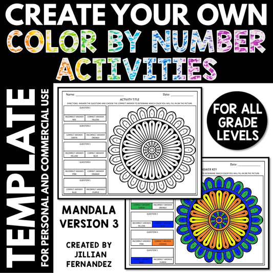Create Your Own Color by Number Activities Template | Mandala Version 3