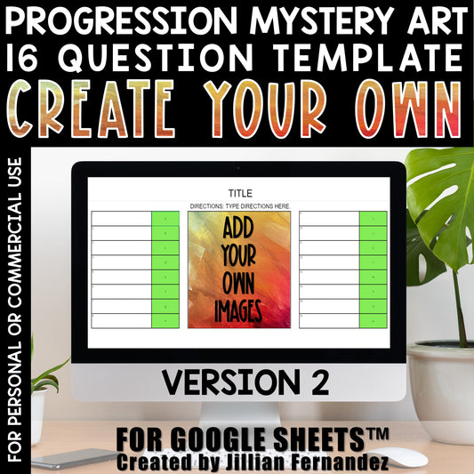Self Checking Editable Progression Picture Art Template 16 Questions Version 2