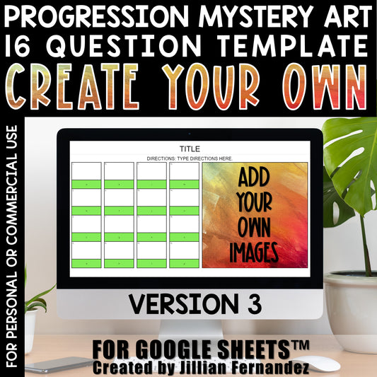 Self Checking Editable Progression Picture Art Template 16 Questions Version 3